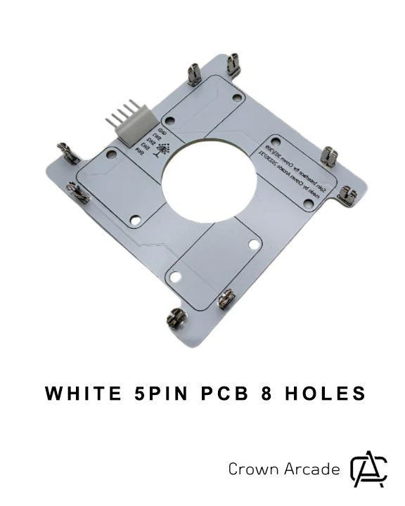 Crown Arcade 5 Pin Lever PCB - White / 8 Hole